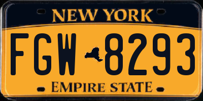 NY license plate FGW8293