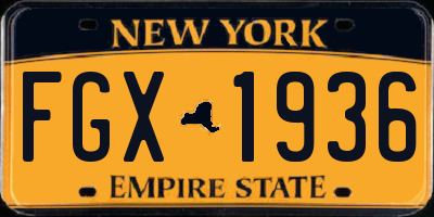NY license plate FGX1936