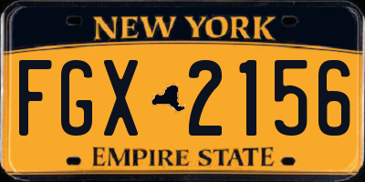 NY license plate FGX2156