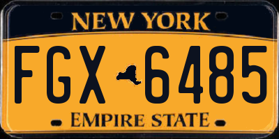 NY license plate FGX6485
