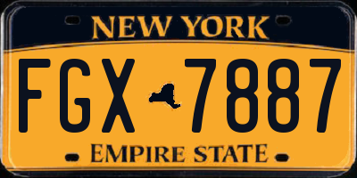 NY license plate FGX7887