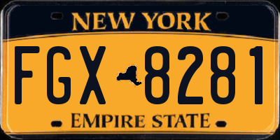 NY license plate FGX8281