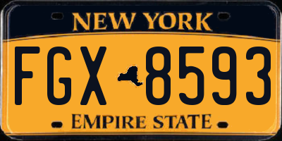 NY license plate FGX8593