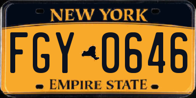 NY license plate FGY0646