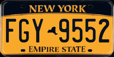 NY license plate FGY9552