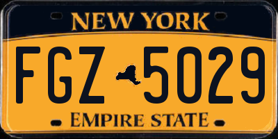 NY license plate FGZ5029