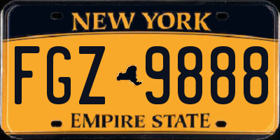 NY license plate FGZ9888