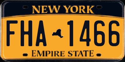 NY license plate FHA1466