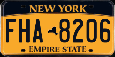 NY license plate FHA8206