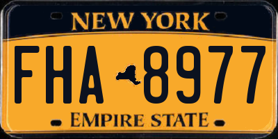 NY license plate FHA8977