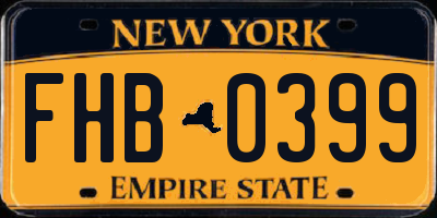 NY license plate FHB0399