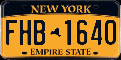 NY license plate FHB1640