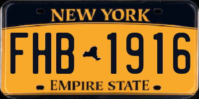 NY license plate FHB1916