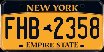 NY license plate FHB2358