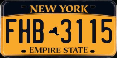 NY license plate FHB3115