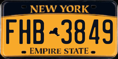 NY license plate FHB3849