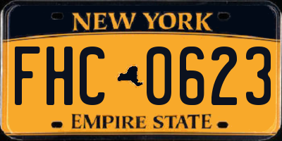 NY license plate FHC0623