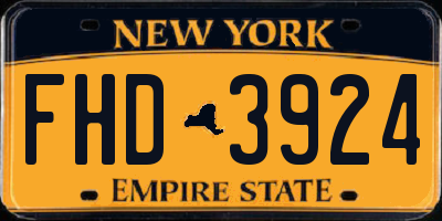 NY license plate FHD3924