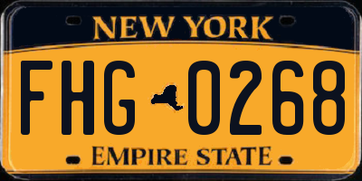 NY license plate FHG0268