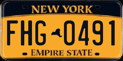 NY license plate FHG0491