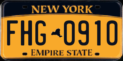 NY license plate FHG0910