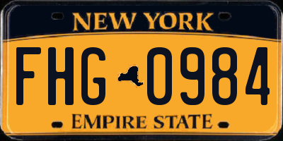 NY license plate FHG0984