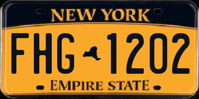 NY license plate FHG1202
