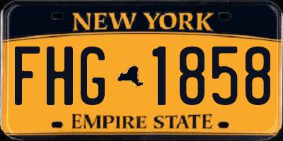 NY license plate FHG1858
