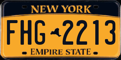 NY license plate FHG2213