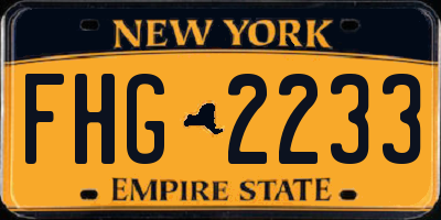 NY license plate FHG2233