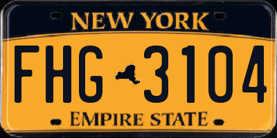 NY license plate FHG3104