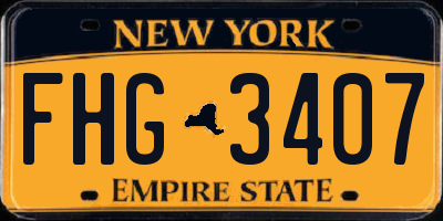 NY license plate FHG3407