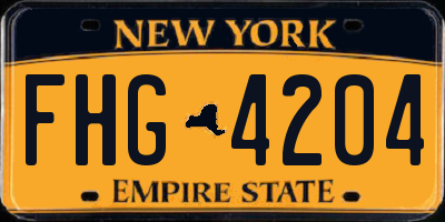 NY license plate FHG4204