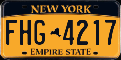 NY license plate FHG4217