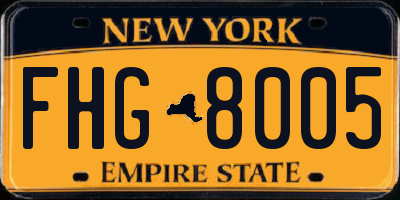 NY license plate FHG8005