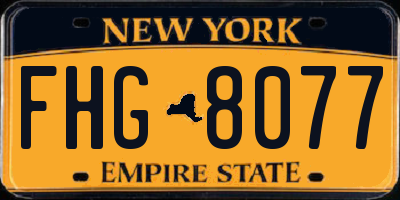 NY license plate FHG8077