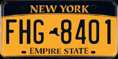 NY license plate FHG8401