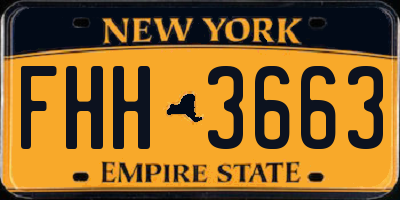 NY license plate FHH3663