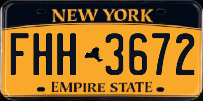 NY license plate FHH3672