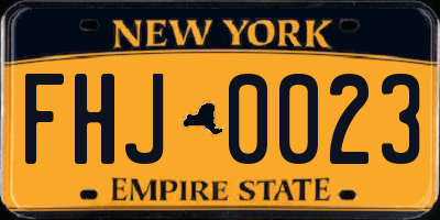 NY license plate FHJ0023
