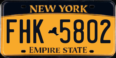 NY license plate FHK5802