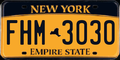 NY license plate FHM3030