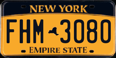NY license plate FHM3080