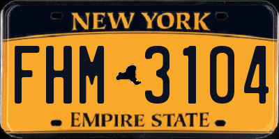 NY license plate FHM3104