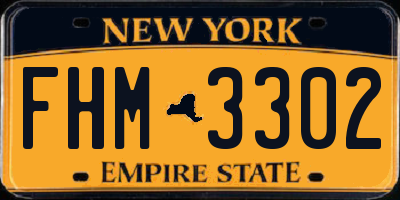 NY license plate FHM3302