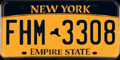 NY license plate FHM3308