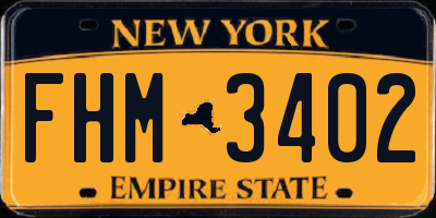 NY license plate FHM3402