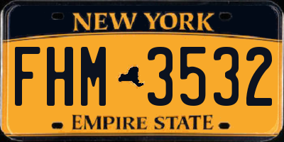NY license plate FHM3532