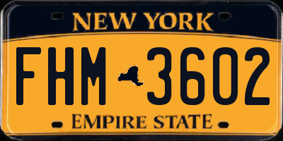 NY license plate FHM3602