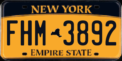 NY license plate FHM3892